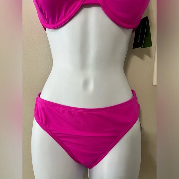 Kate Spade Bikini Set Size Medium NWT Hot Pink Underwire Top 2 Piece Swimsuit - Picture 4 of 10